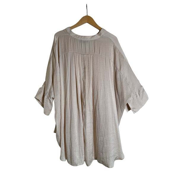GiGio Women's Oversized Loose Fit Button Down Top Hi-Low Hem Size L Cream - Picture 5 of 8